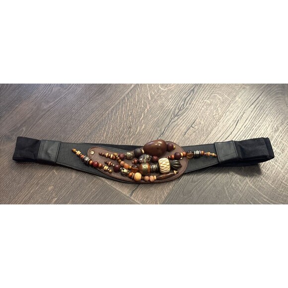 VTG Carolyn Tanner Designs Atlanta Belt Adjustable Blk Brown Copper Cinch Belt - Picture 1 of 8